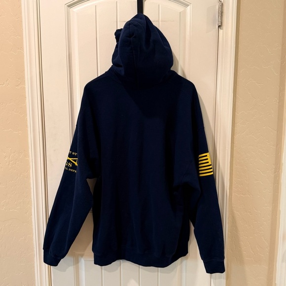 Grunt Style Dark Blue Salty hoodie with Yellow Print - Picture 5 of 10